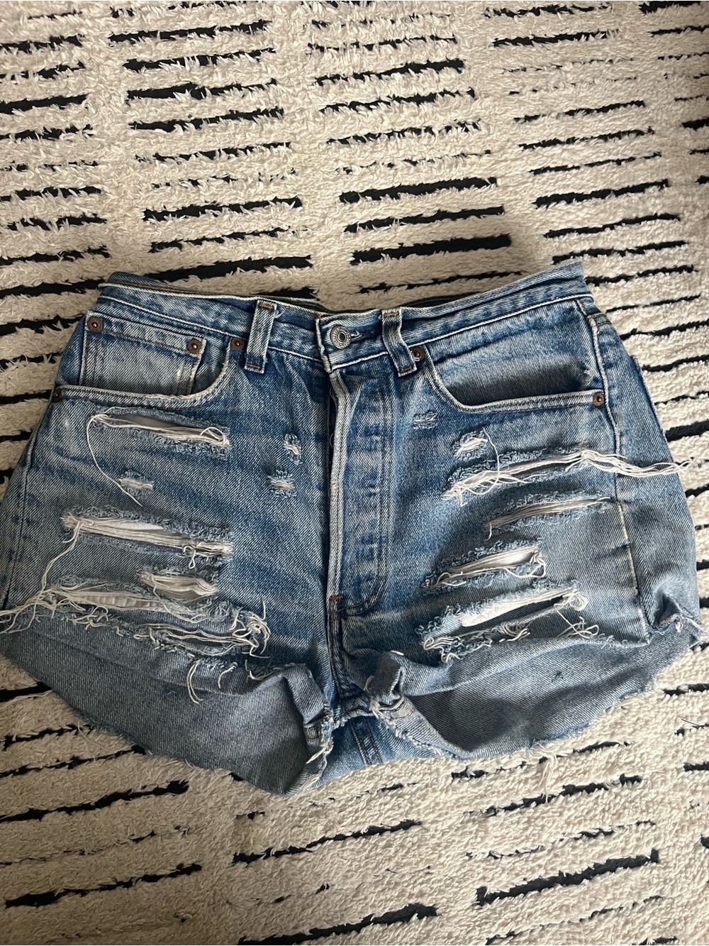 Levi's Light Wash Distressed High-Rise Jean Shorts